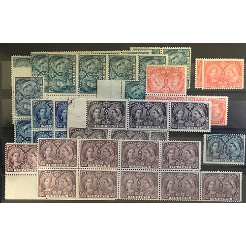 88 - Canada- 1897 Jubilees, selection of 2c (18), 3c (5), 5c (10), 8c (7), 10c (11) and 15c, mostly unuse... 