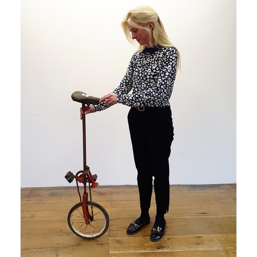 53 - A red painted unicycle, probably 1960s...