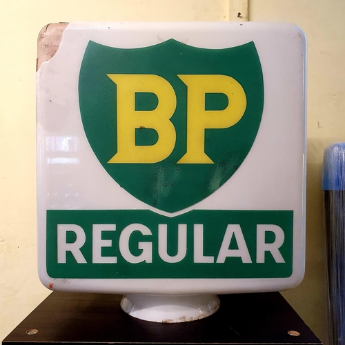 12 - A BP REGULAR petrol pump glass globe, damaged/repaired, 44 cm high...