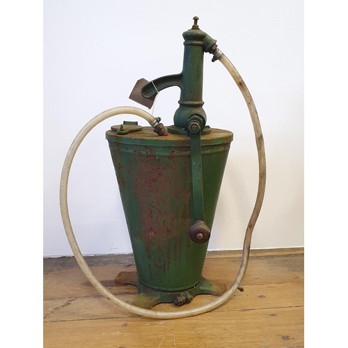 976 - A green painted forecourt oil pump dispenser, 66 cm high