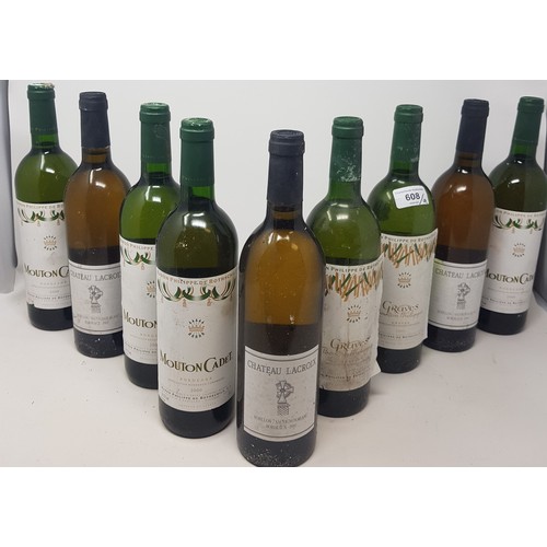 608 - Nine bottles of white Bordeaux (9)