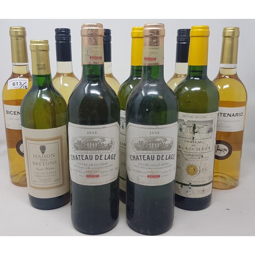 613 - Two bottles of Chateau de Lage, 1998, and eleven other bottles (13)