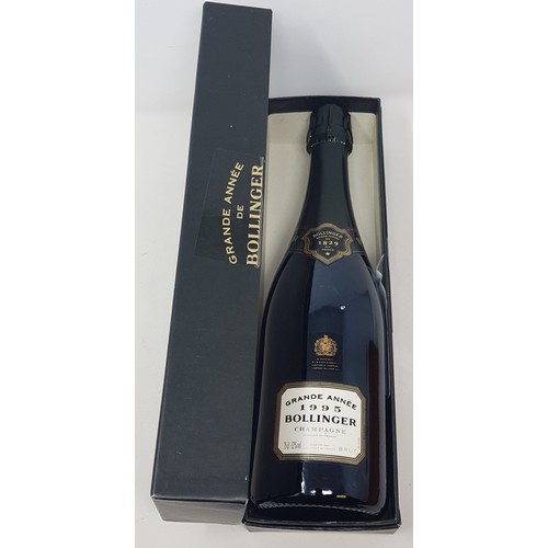 637 - A bottle of Bollinger champagne, 1996, two other bottles of Bollinger champagne, two bottles of Harr... 