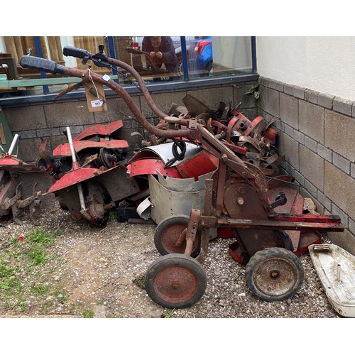 963 - A Morso frame cutter, a Mig welder and various rotavator parts (qty)