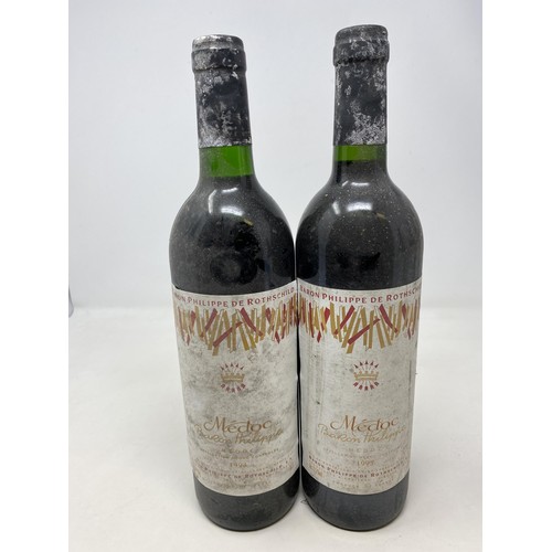 662 - Two bottles of Mouton Cadet, 1998, and five other bottles of wine (7)