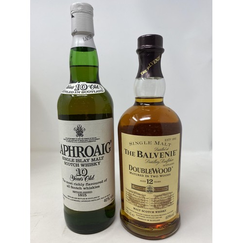 696 - A bottle of Balvenie Doublewood whisky, aged 12 years, a bottle of Jura whisky, aged 10 years, a bot... 