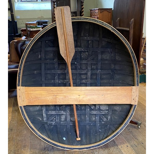 959 - A canvas coracle, 130 cm diameter