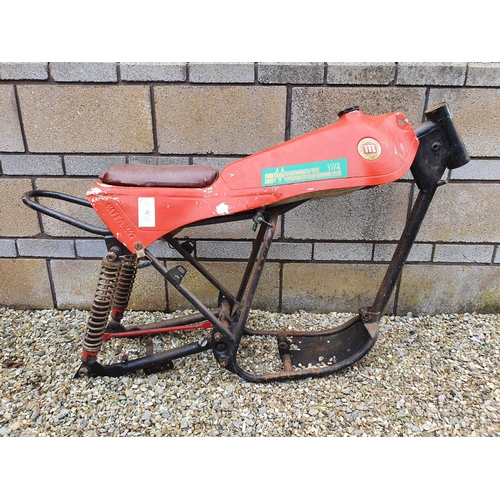 40 - A Montesa frame, with a plastic fuel tank, and a Fantic red painted frame, with a fibreglass fuel ta...