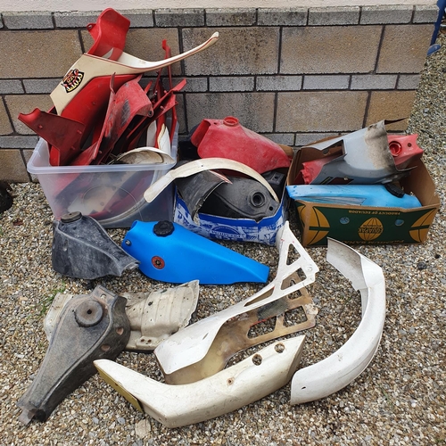 9 - **White mudguard with diamond cut outs removed from this lot**

Assorted Fantic fibreglass fuel tank...