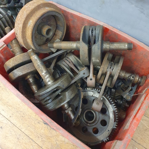 100 - Assorted engine, gearbox and other parts, in a tea chest and a box (qty)