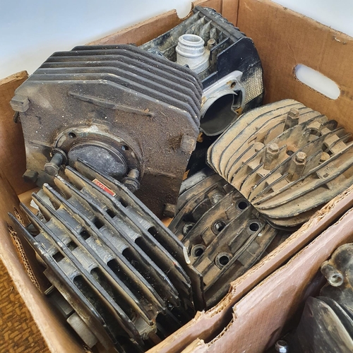 78 - Six Fantic cylinder heads, and other items (2 boxes)