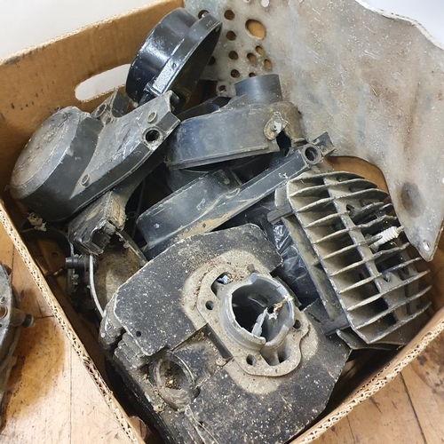 Assorted Fantic cylinder heads, and other items (box)