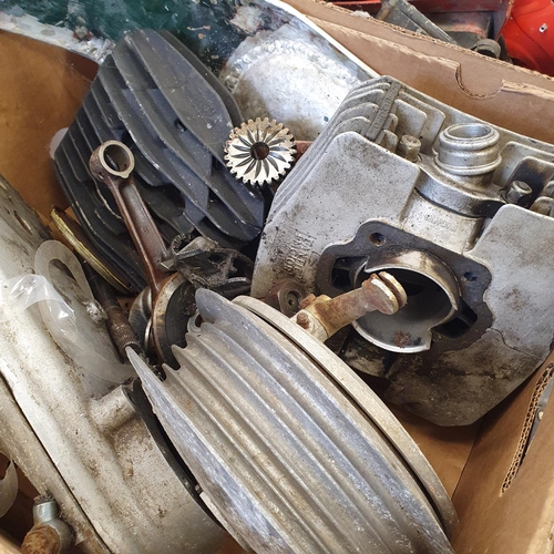 89 - A Fantic cylinder head, and other assorted parts (2 boxes)