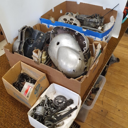 91 - Assorted Fantic, Montesa and other engine covers, and spares (2 boxes)