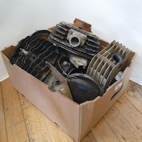 96 - Assorted Fantic cylinder heads, and other items (box)