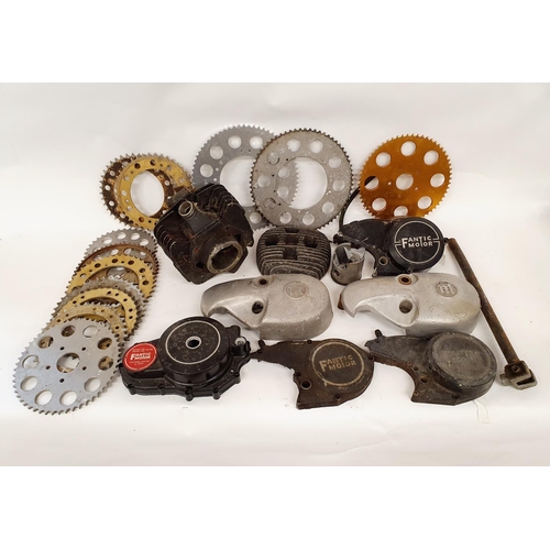 99 - Montesa and Fantic engine covers, cylinder heads, wheel hubs and other items (2 boxes)