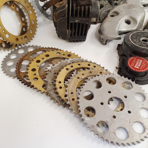 99 - Montesa and Fantic engine covers, cylinder heads, wheel hubs and other items (2 boxes)