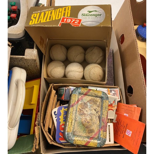 211 - A set of six 1970s Slazenger tennis balls, boxed, and various toys and games (qty)