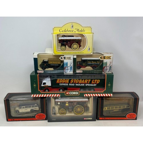 212 - A Corgi Eddie Stobbart model truck, No 59504, an Exclusive First Edition bus, No 32305, and various ... 