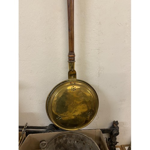 494 - A barometer, a brass bucket, and assorted metalwares (qty)