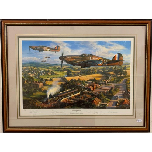 649 - A Nicolas Trudgian limited edition print, Tangmere Hurricanes, signed by four pilots and the artist ... 