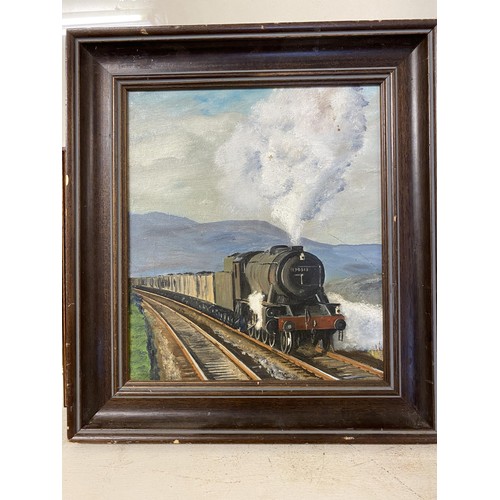 648 - English school, 20th century, a steam train exiting tunnel, oil on board, 40 x 50 cm, a Richard Robj... 