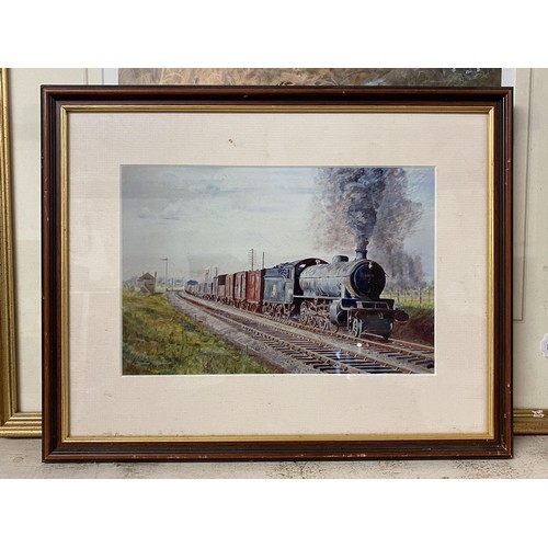 648 - English school, 20th century, a steam train exiting tunnel, oil on board, 40 x 50 cm, a Richard Robj... 