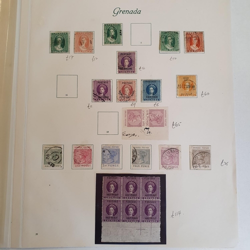 62 - Grenada stamps, QV selection on and album leaf with better values including a fine unused marginal b... 