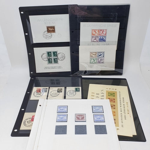 67 - German Third Reich period mini sheets with 1936 Olympics pair, special cancels