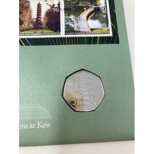 101 - A Royal Mint Kew Gardens 250th Anniversary of the Botanic Gardens at Kew commemorative medallic cove... 