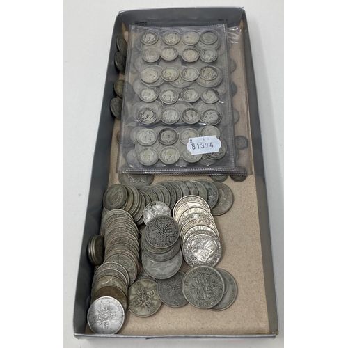 104 - Assorted half crowns, and other coins, mostly pre-47