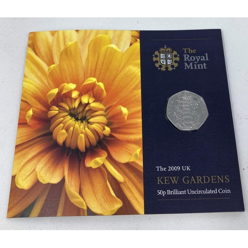 118 - A Royal Mint Kew Gardens 2009 brilliant uncirculated 50p coin, in a wallet