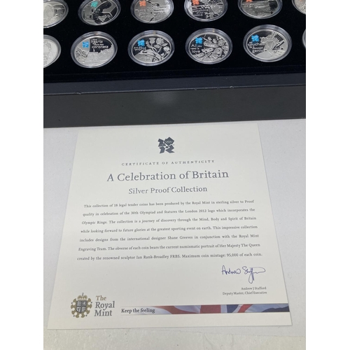 119 - A Royal Mint Celebration of Britain silver proof coin collection set, boxed