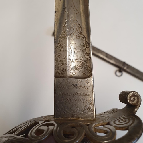 183 - A Victorian Wilkinson officer's sword, No 14527 (1866), the blade etched Robert de Mowbray Darnell, ... 