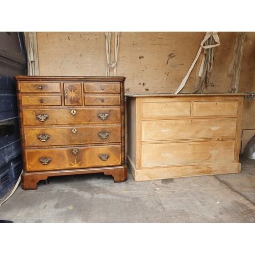 911 - A longcase clock, in a mahogany case, 162 cm high, a TV cabinet, and a pine chest (3)