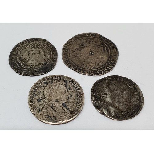 135 - An Elizabeth I hammered groat, and three other coins (4)