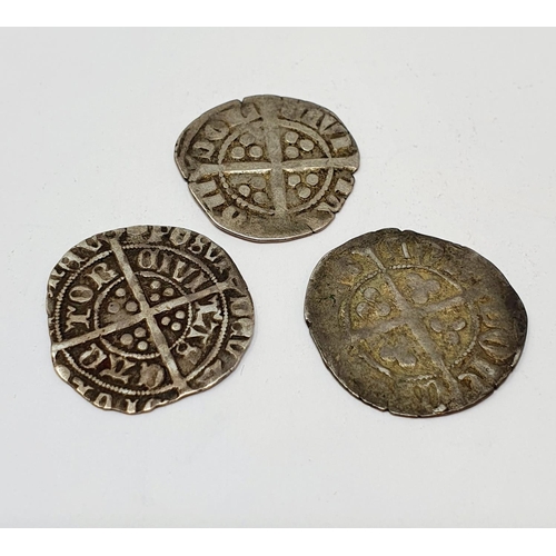 140 - A hammered silver penny, and two others similar (2)