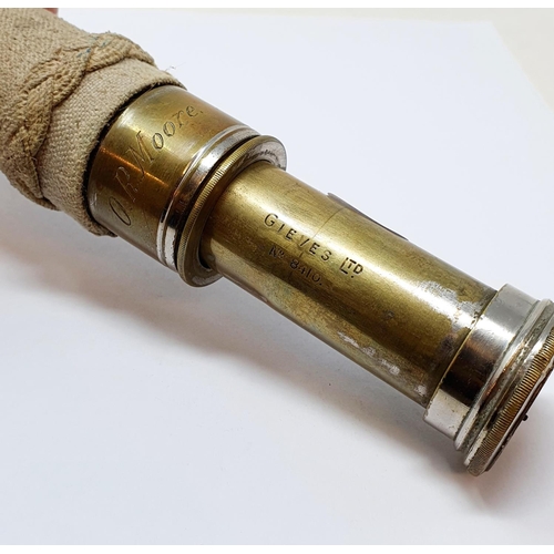 144 - ***Withdrawn***A Gieves Ltd brass single draw telescope, No 8410, engraved O R Moore, 46 cm (closed)