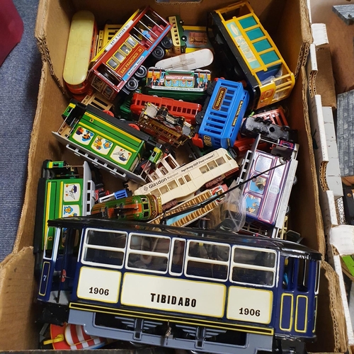 224 - A clockwork model of a tram, and various other toys (4 boxes)