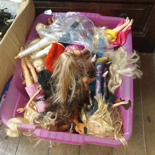 244 - Assorted Barbie dolls, a model boat, and various other toys (4 boxes)