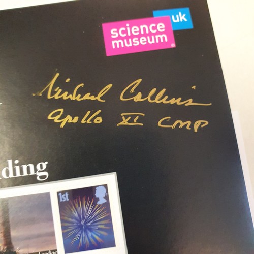 82 - A Buckingham stamp sheet, 40th Anniversary of the first Moon Landing, Signed by Michael Collins