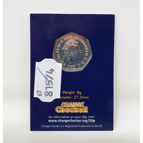 96A - A 2019 Kew Gardens 50p, in a Change Checker card