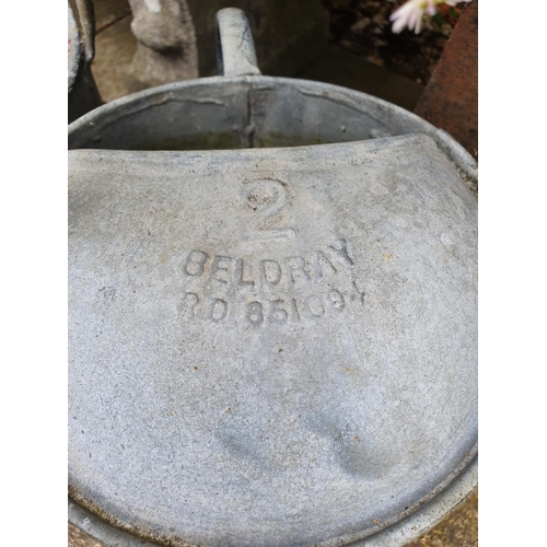 15 - A Beldray two gallon galvanised metal watering can, and two others similar (3)...