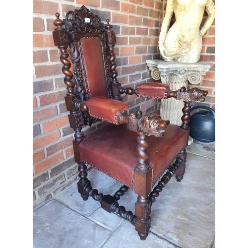 171 - A late Victorian Anglo-Flemish carved oak armchair