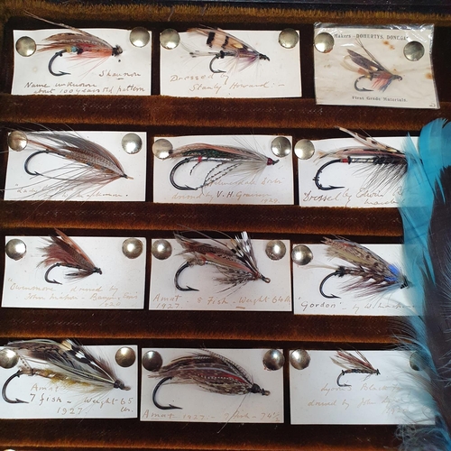 195 - Fly fishing interest: assorted tied flies, mounted on card, including Dressed - by Henry Francis 4th... 