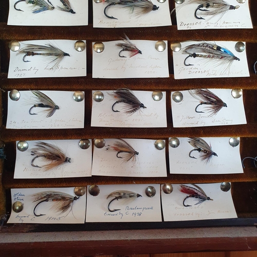 195 - Fly fishing interest: assorted tied flies, mounted on card, including Dressed - by Henry Francis 4th... 