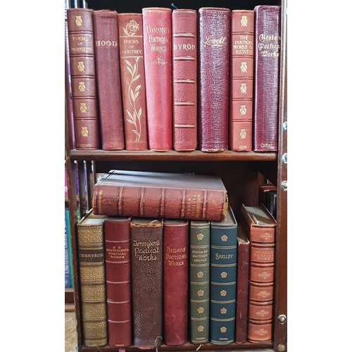 198 - Assorted leather bindings and other volumes (in the revolving bookcase)