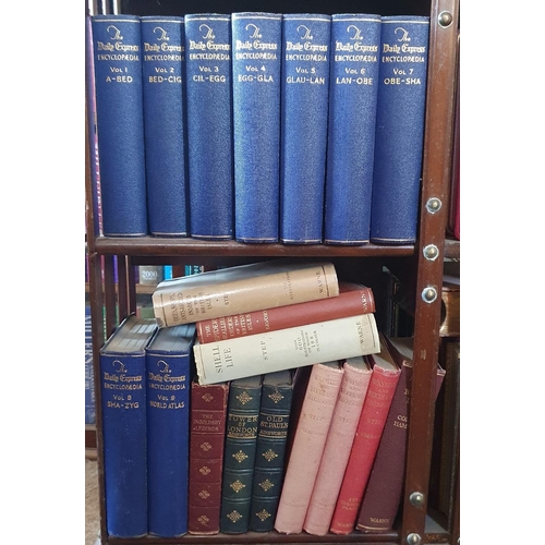 198 - Assorted leather bindings and other volumes (in the revolving bookcase)