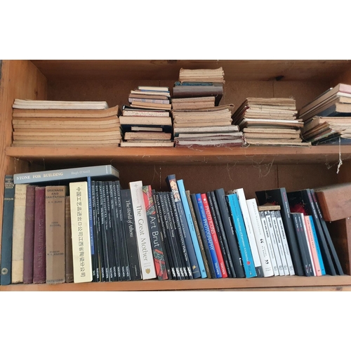 203 - The group of books on the top shelves in the study, including Woodwork, Spons Mechanic Own Book, Hou... 