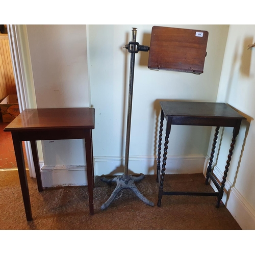 209 - A late Victorian cast metal and walnut adjustable reading stand, a modern leather upholstered office... 